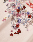 EP YAYING Bamboo Cotton Round Neck Embroidered Floral Short Sleeve Top