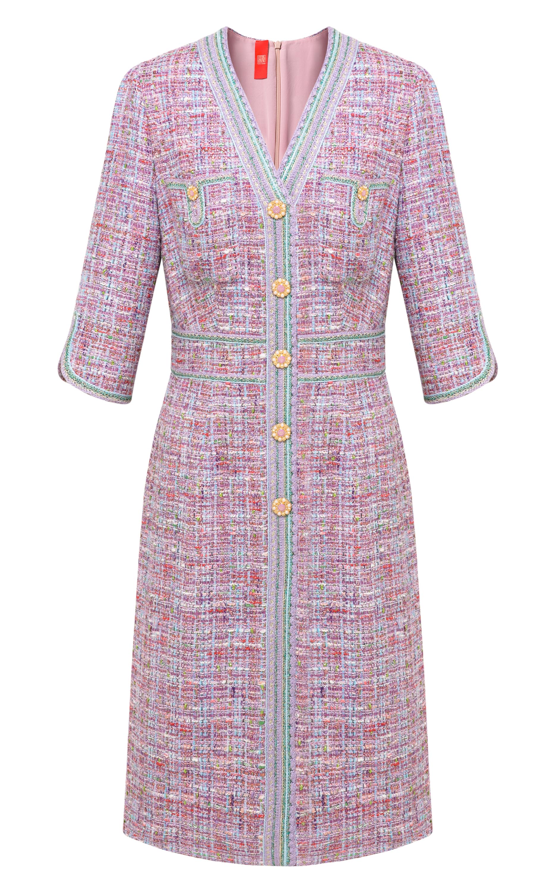 YAYING Pink Tweed Dress