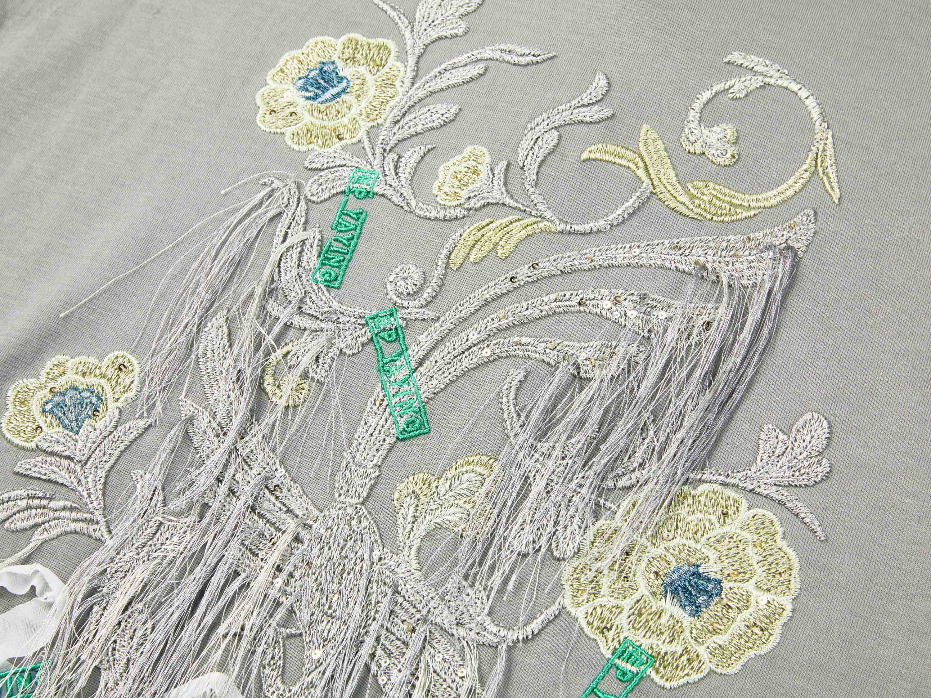 EP YAYING Stretch Comfortable Embroidered Short Sleeve Top