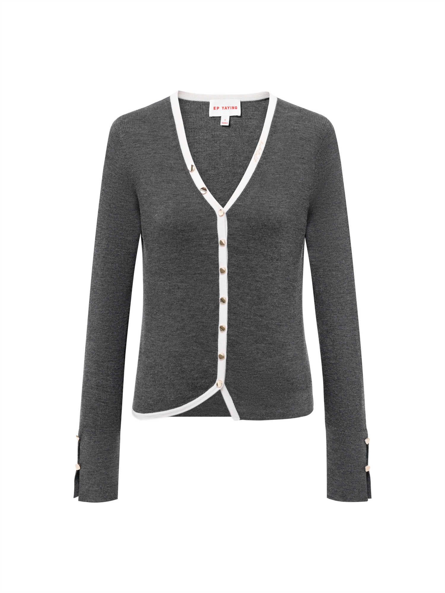 EP YAYING Wool V-neck Knitted Cardigan