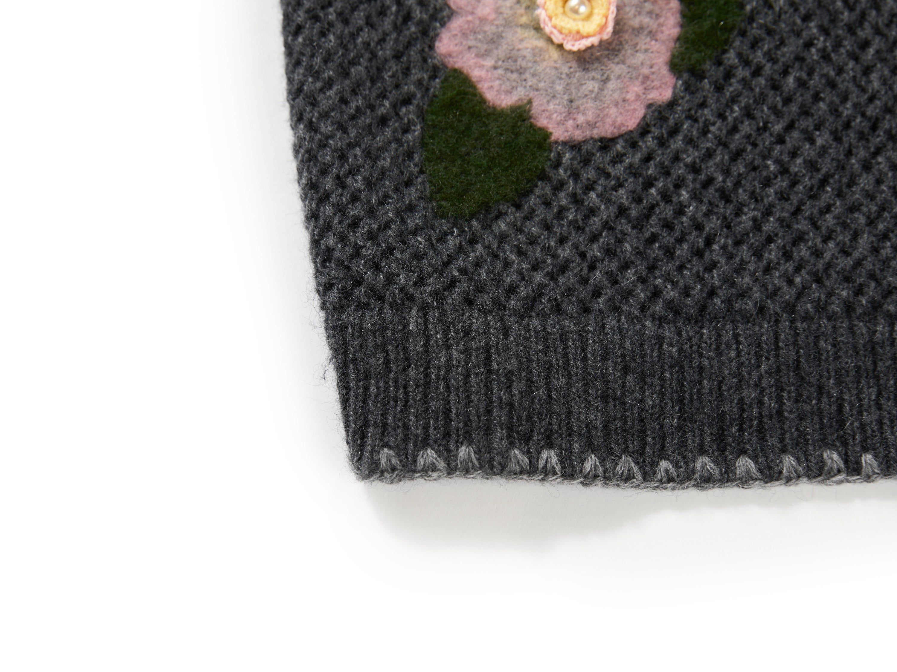 YAYING Crew Neck Flocked Cashmere Knit Cardigan