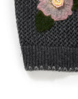 YAYING Crew Neck Flocked Cashmere Knit Cardigan