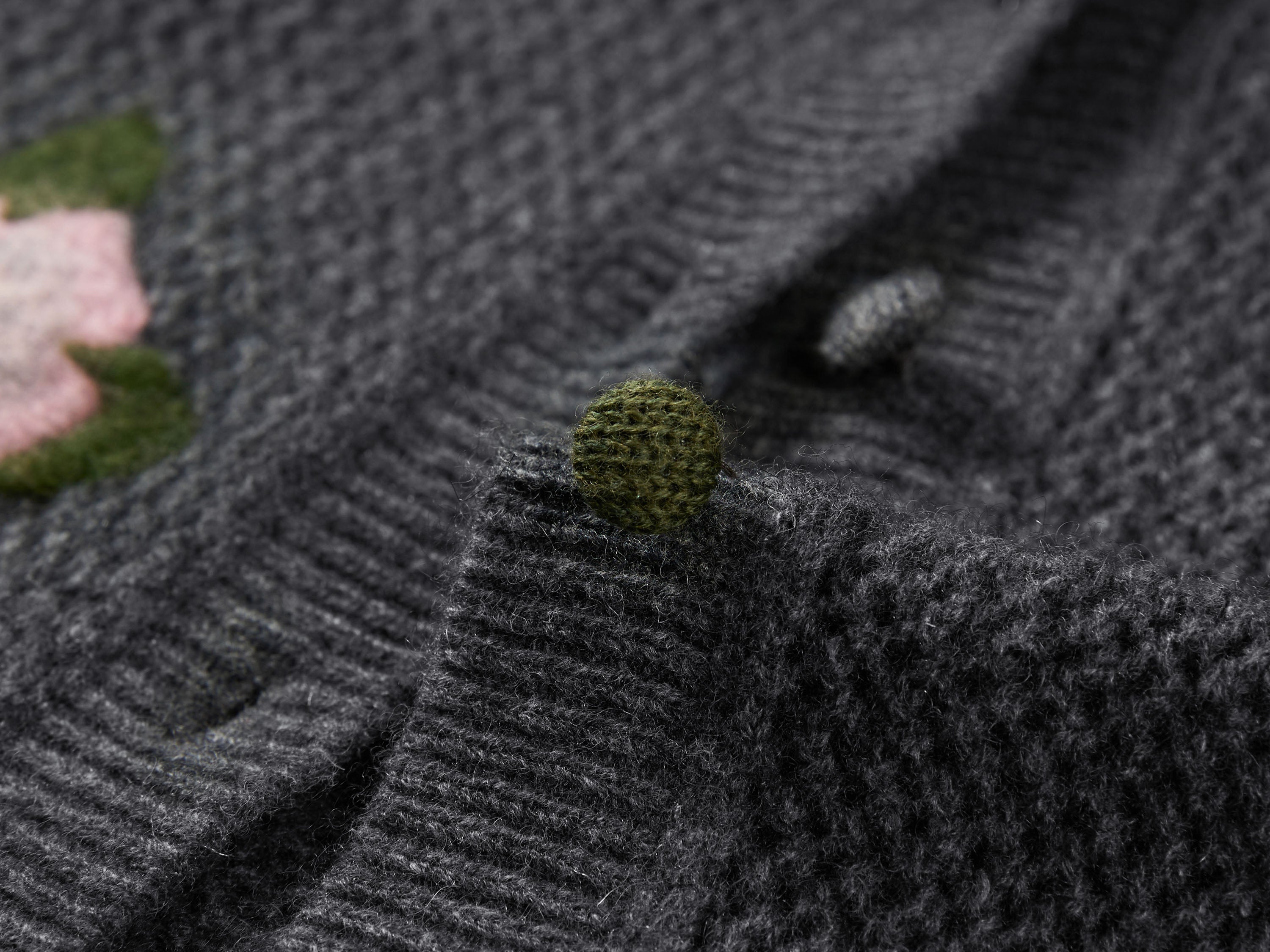 YAYING Crew Neck Flocked Cashmere Knit Cardigan
