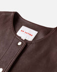 EP YAYING Leather Round Neck Leather Jacket
