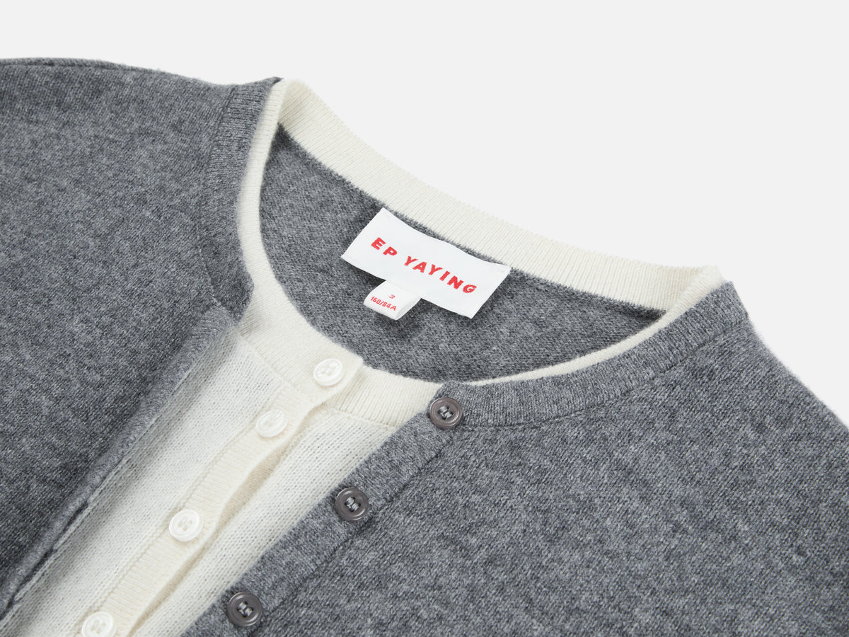EP YAYING Layered Collar Soft Wool Cashmere Old Money Style Sweater