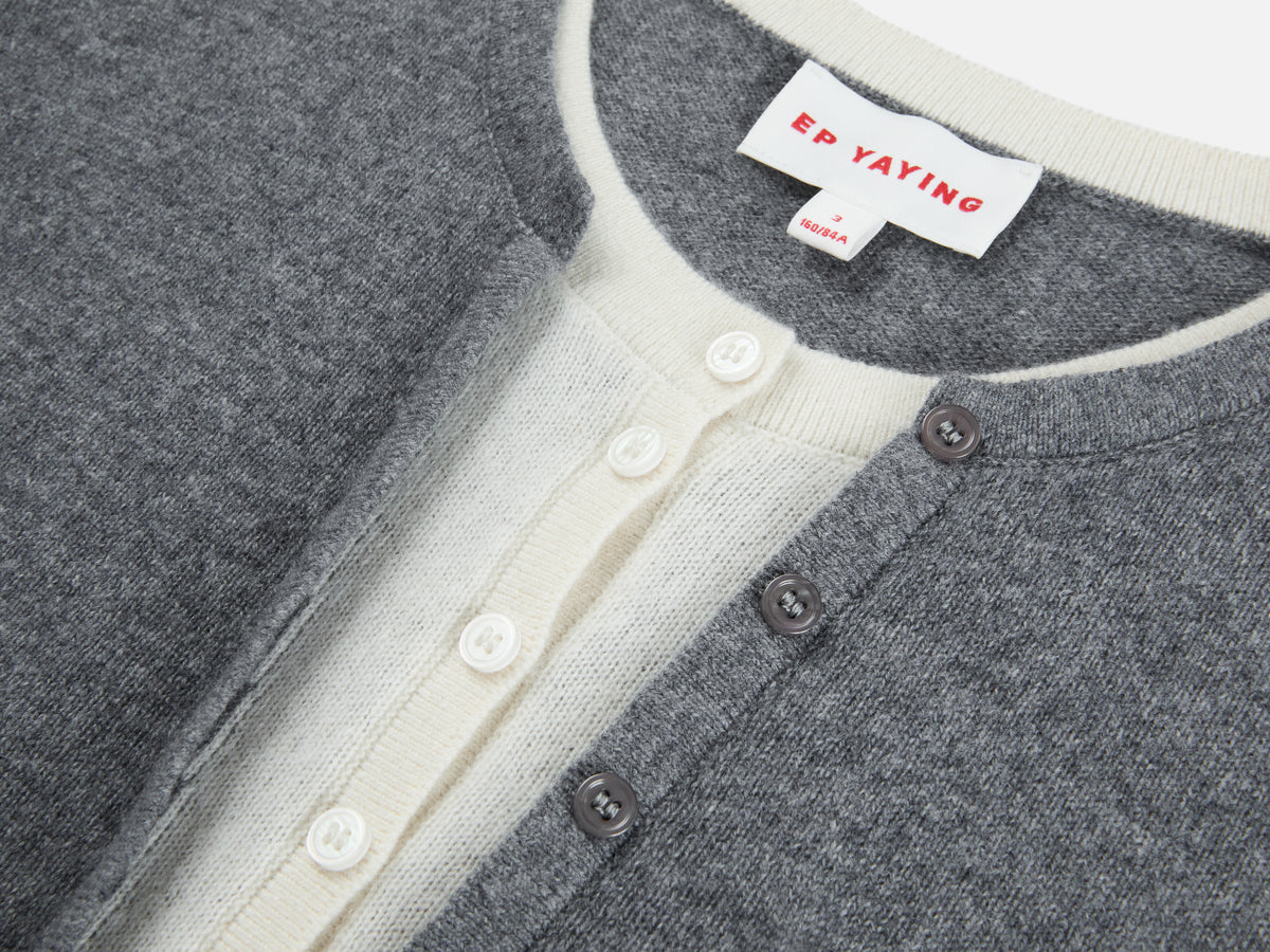 EP YAYING Layered Collar Soft Wool Cashmere Old Money Style Sweater