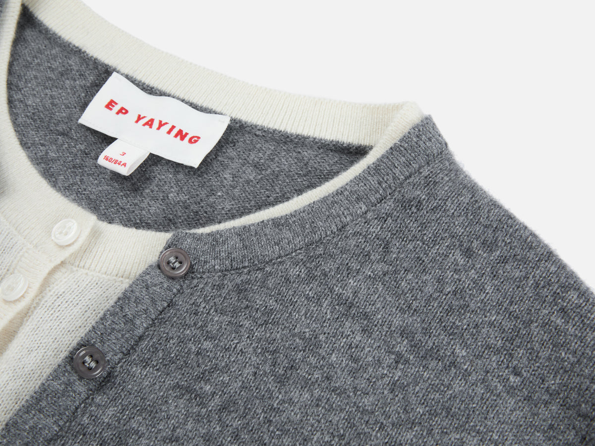 EP YAYING Layered Collar Soft Wool Cashmere Old Money Style Sweater