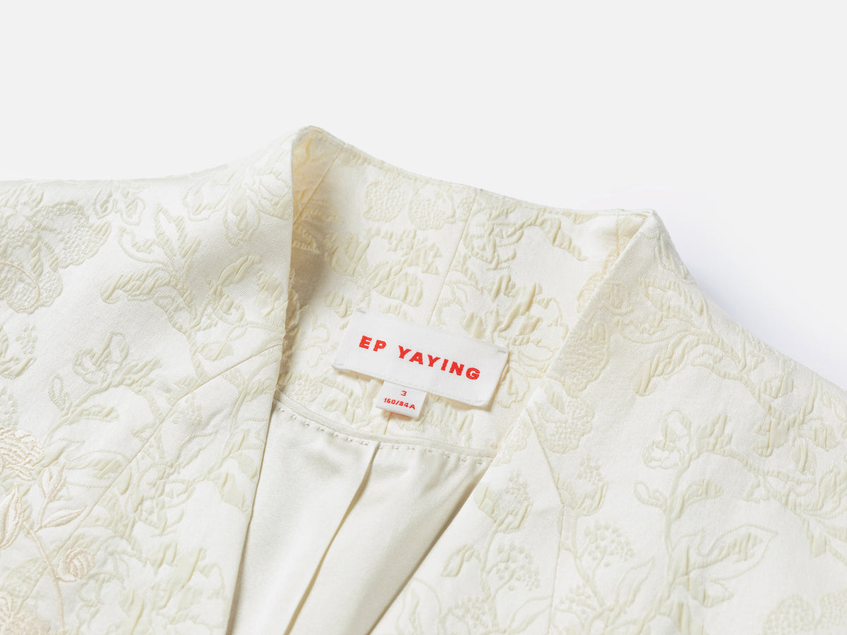 EP YAYING Mulberry Silk Wool Jacquard Blazer Coat