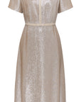 YAYING Silk Velvet Jacquard Cinched-Waist Dress