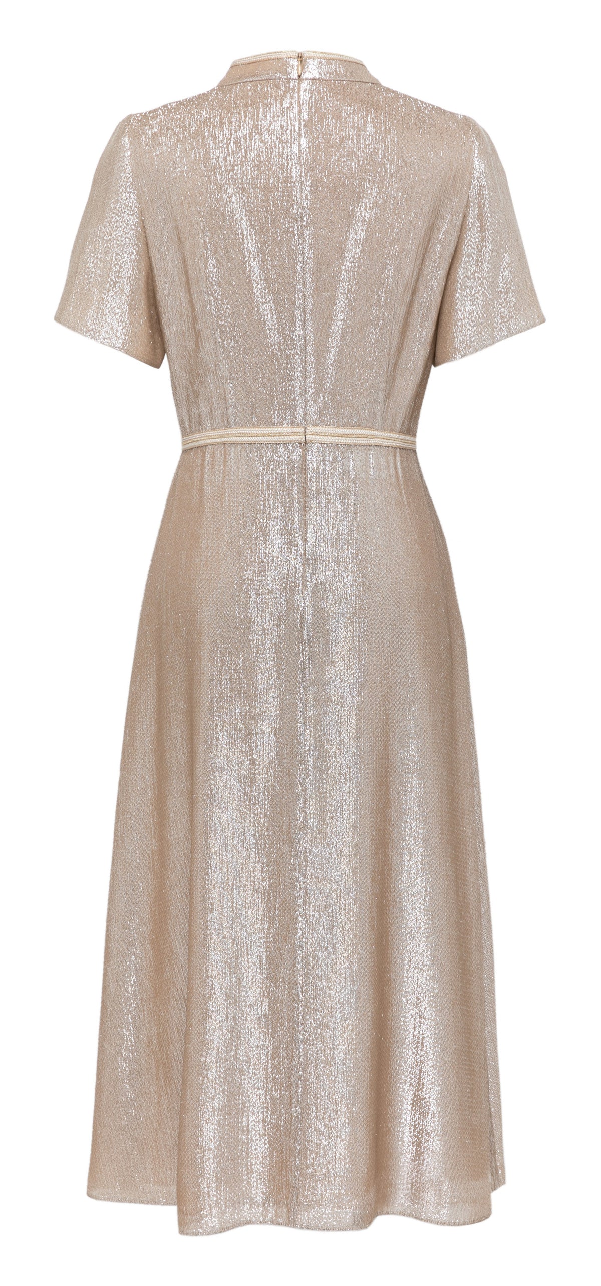 YAYING Silk Velvet Jacquard Cinched-Waist Dress