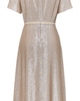 YAYING Silk Velvet Jacquard Cinched-Waist Dress