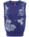 YAYING Blue Printed Sleeveless Top