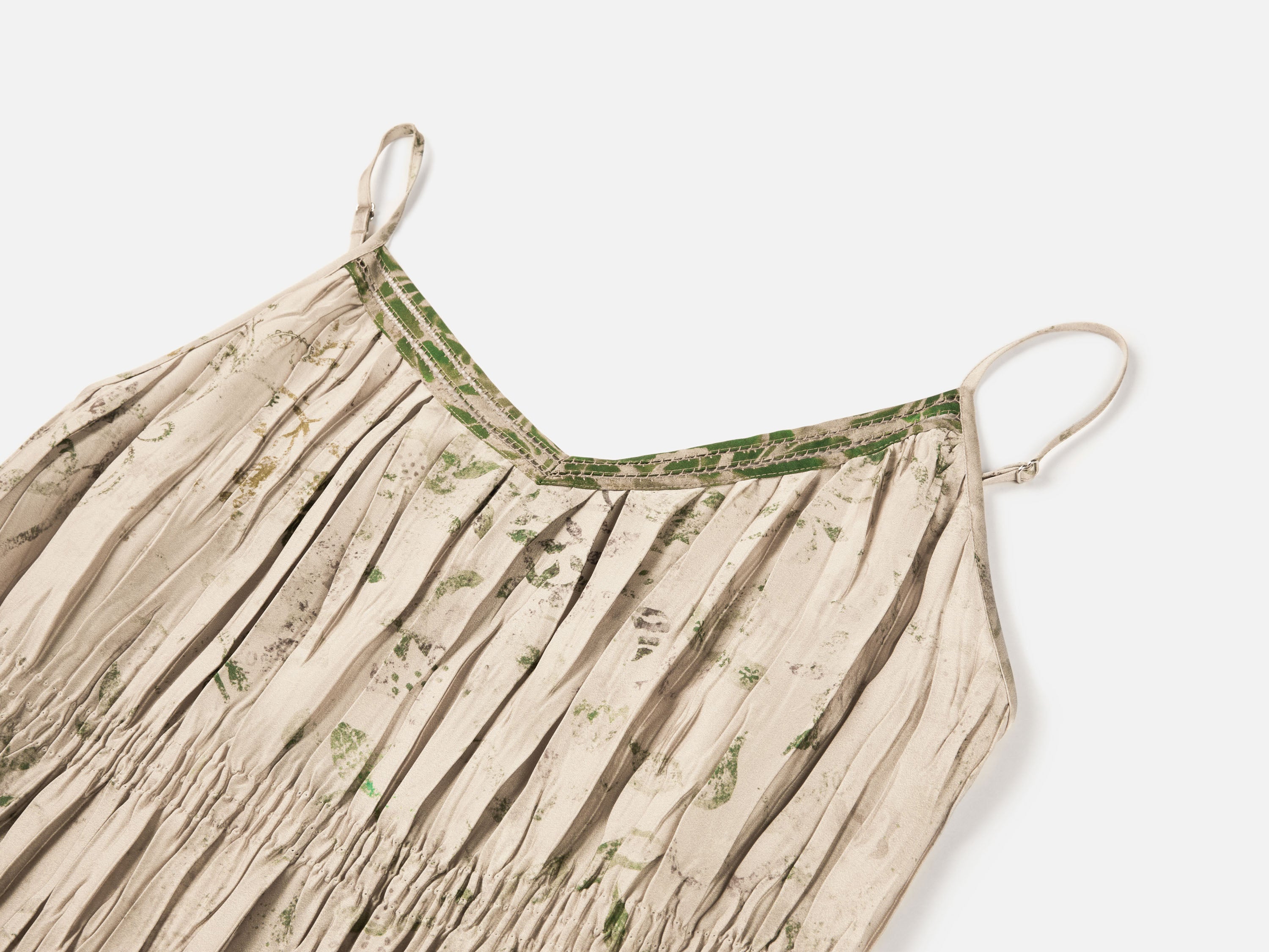 EP YAYING Floral Printed Pleated Belted Waist-Cinching Dress