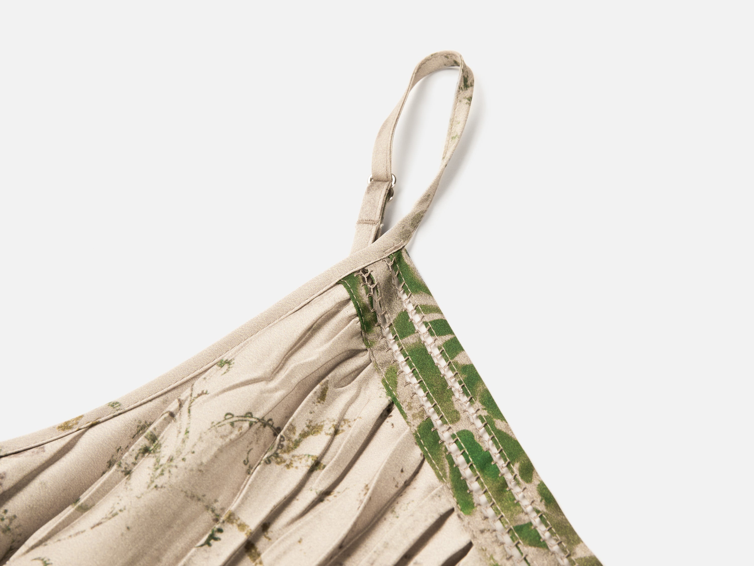 EP YAYING Floral Printed Pleated Belted Waist-Cinching Dress