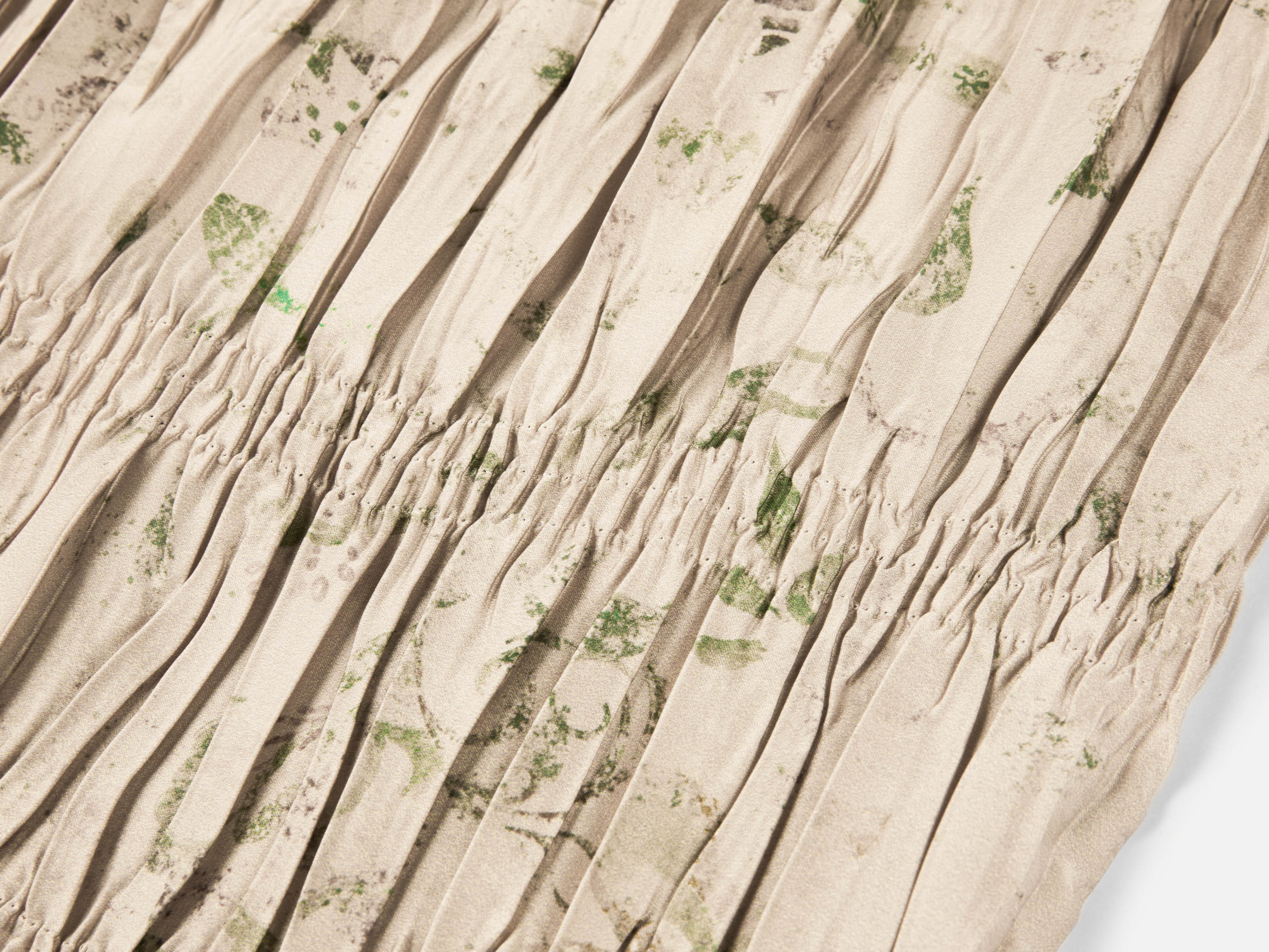 EP YAYING Floral Printed Pleated Belted Waist-Cinching Dress