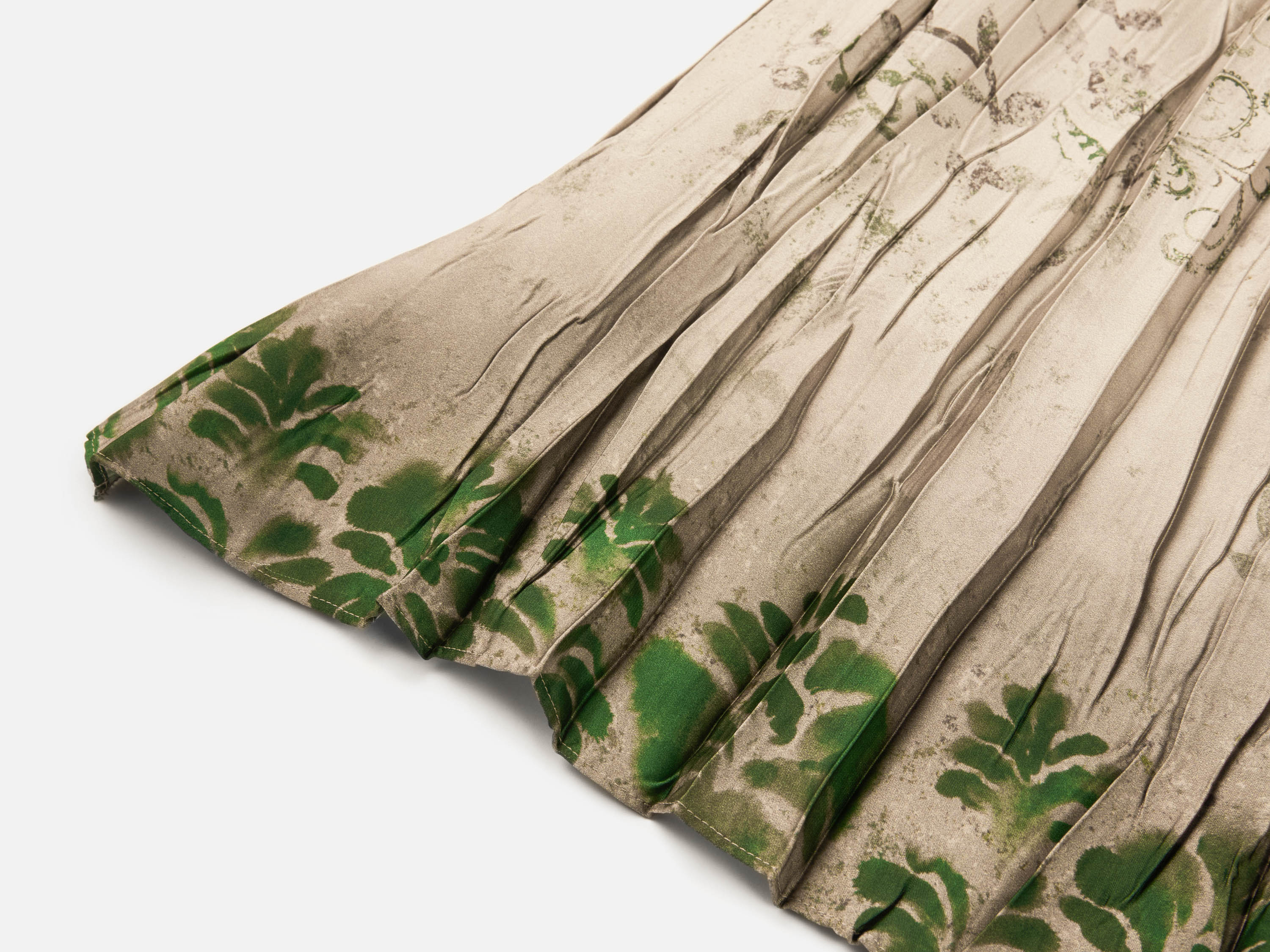 EP YAYING Floral Printed Pleated Belted Waist-Cinching Dress