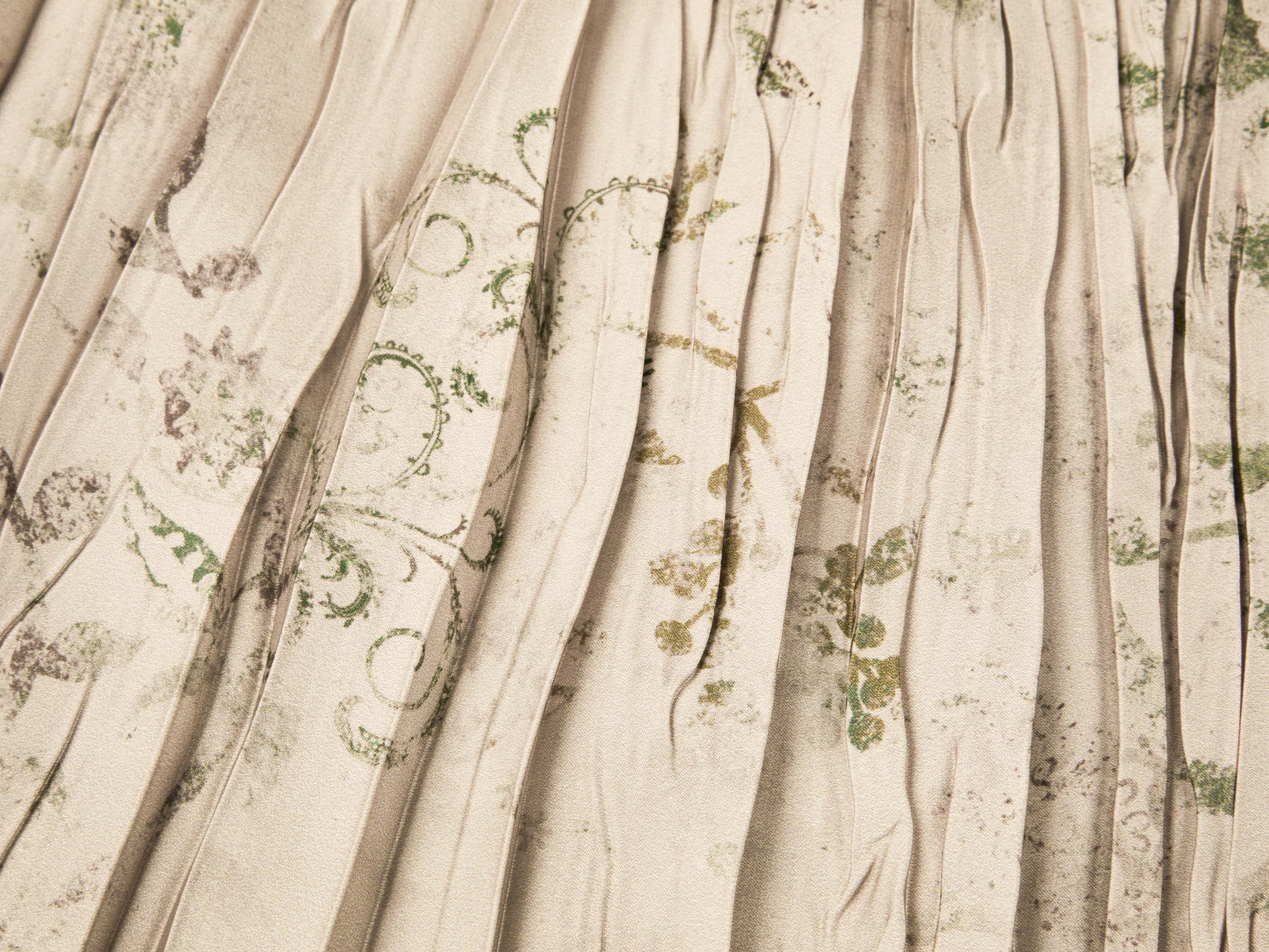 EP YAYING Floral Printed Pleated Belted Waist-Cinching Dress