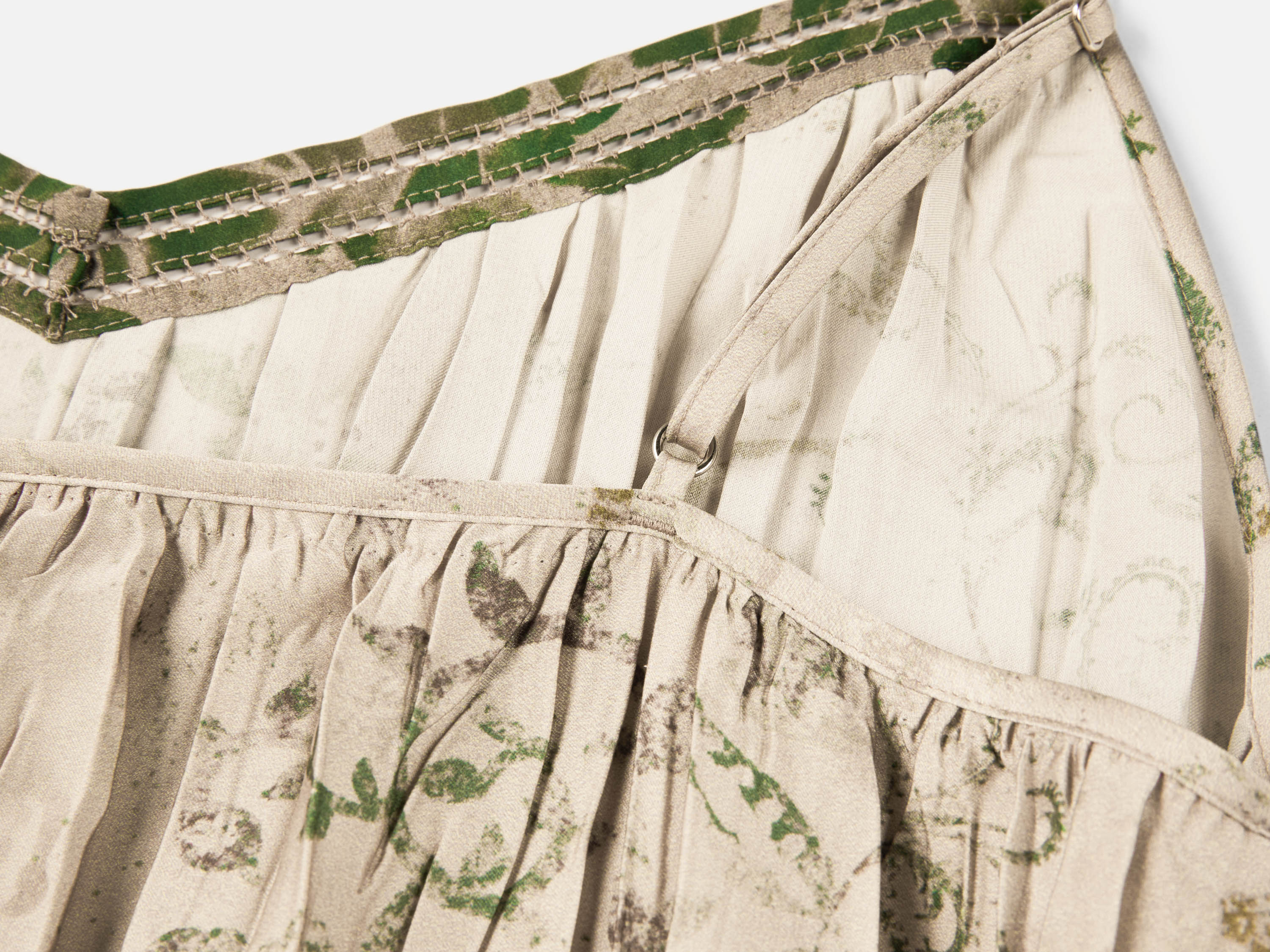 EP YAYING Floral Printed Pleated Belted Waist-Cinching Dress