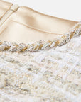 EP YAYING Light Gold Handcrafted Tweed Sleeveless Dress