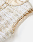 EP YAYING Light Gold Handcrafted Tweed Sleeveless Dress