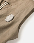 EP YAYING 100% Linen Mandarin Collar Frog Button Vest