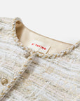 EP YAYING Light Gold Handcrafted Tweed Short Jacket