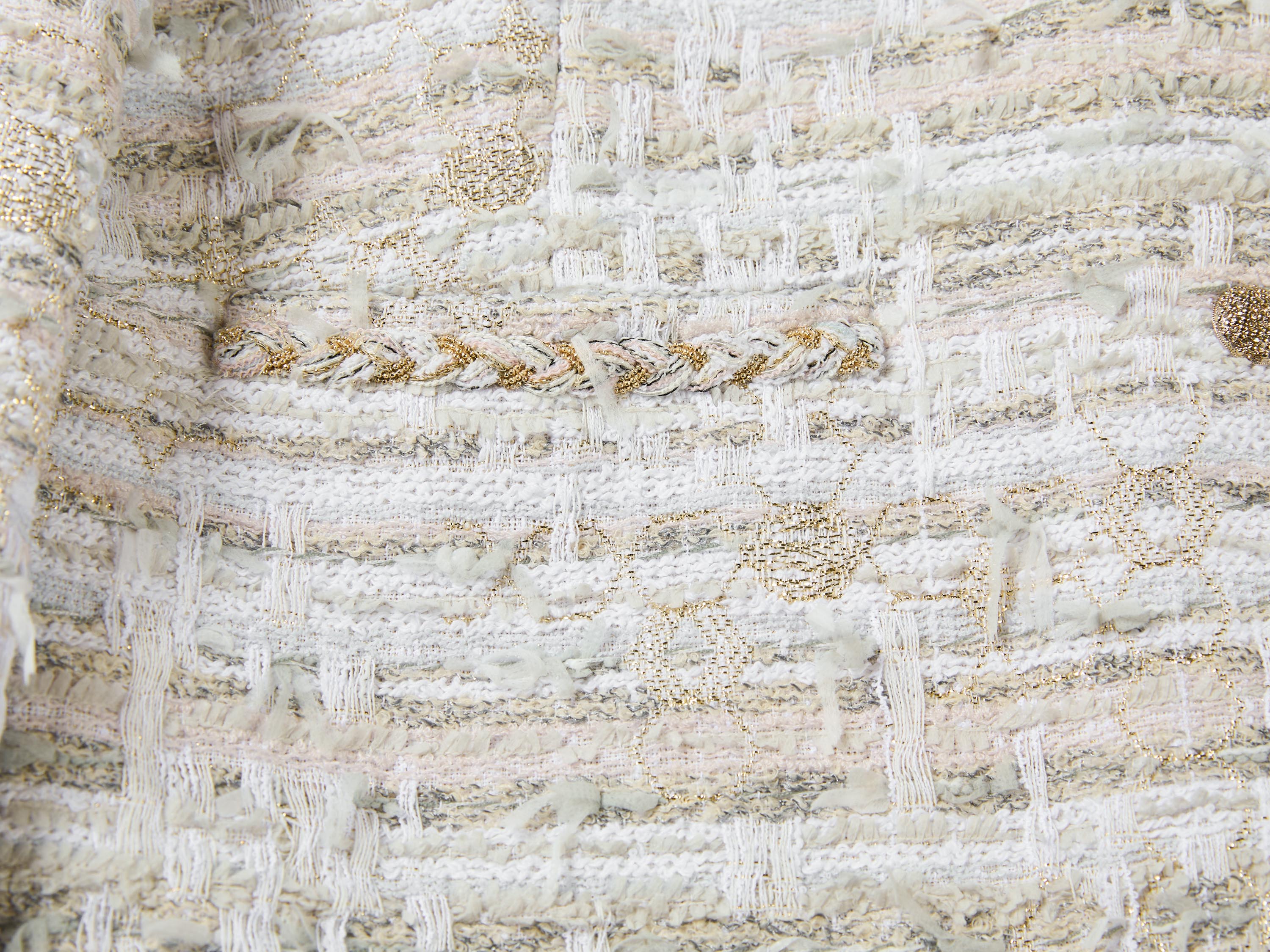 EP YAYING Light Gold Handcrafted Tweed Short Jacket