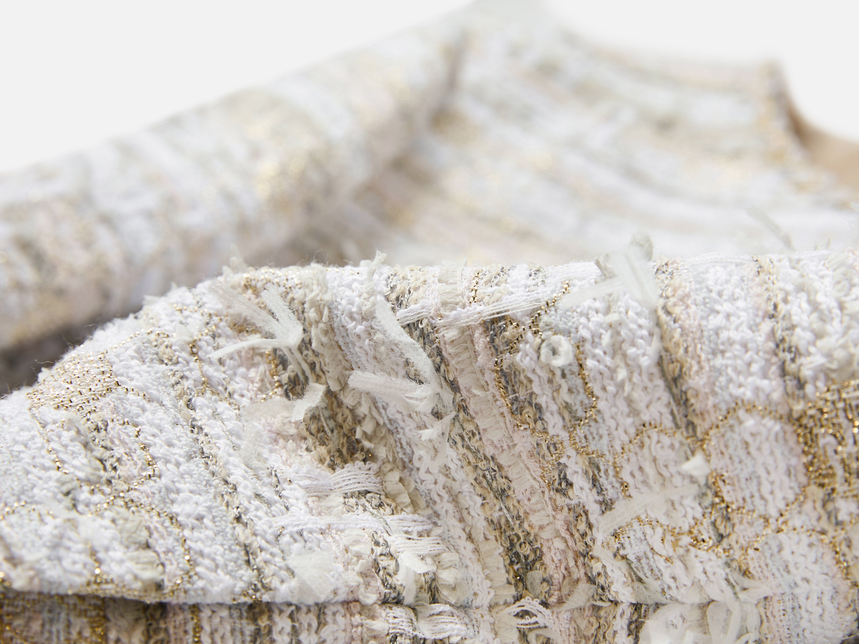 EP YAYING Light Gold Handcrafted Tweed Short Jacket