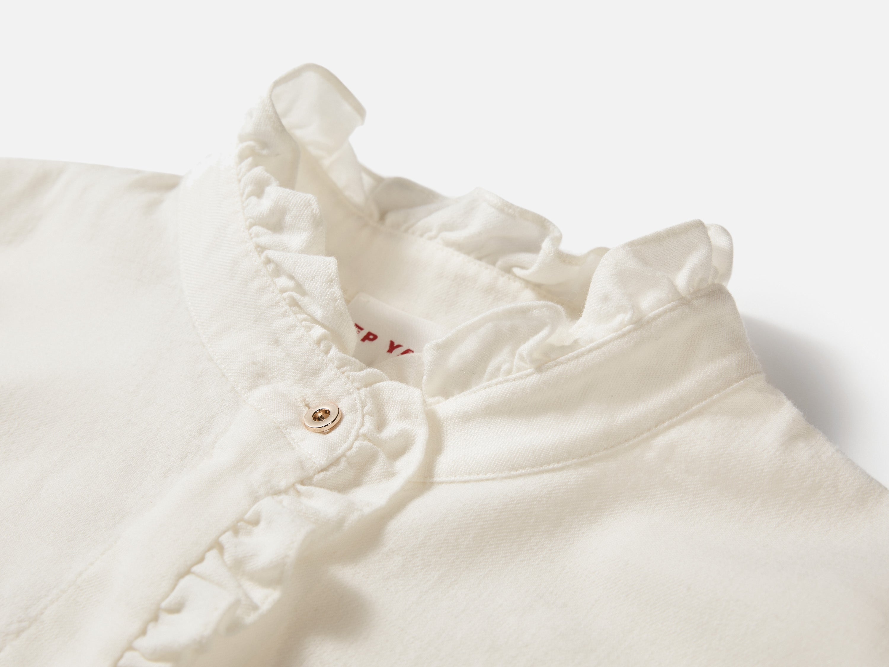 EP YAYING White Ruffle Stand Collar Wool Blouse