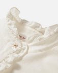 EP YAYING White Ruffle Stand Collar Wool Blouse