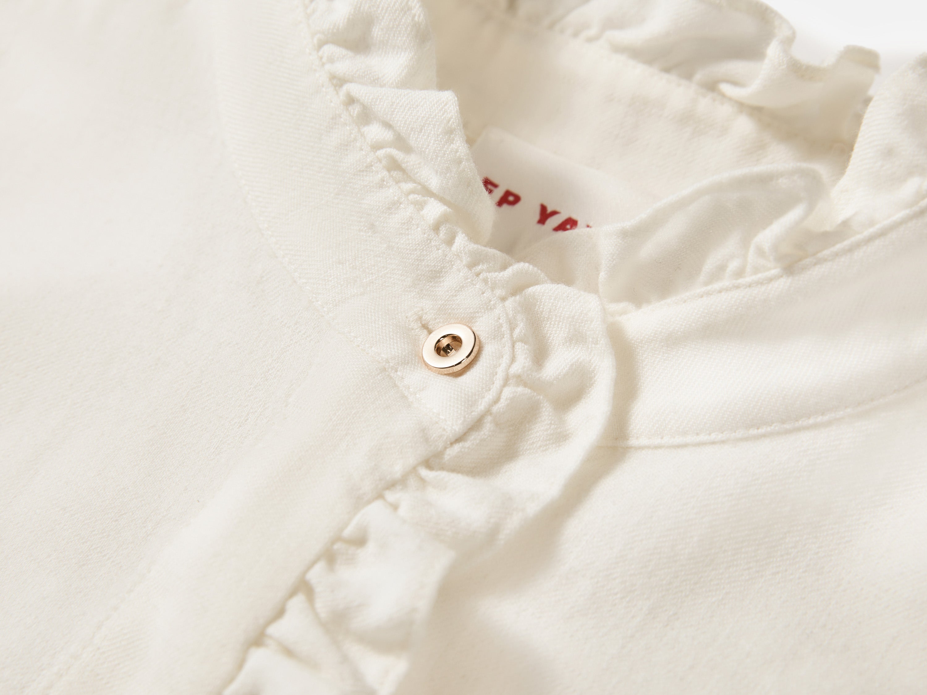 EP YAYING White Ruffle Stand Collar Wool Blouse