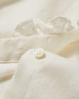 EP YAYING White Ruffle Stand Collar Wool Blouse