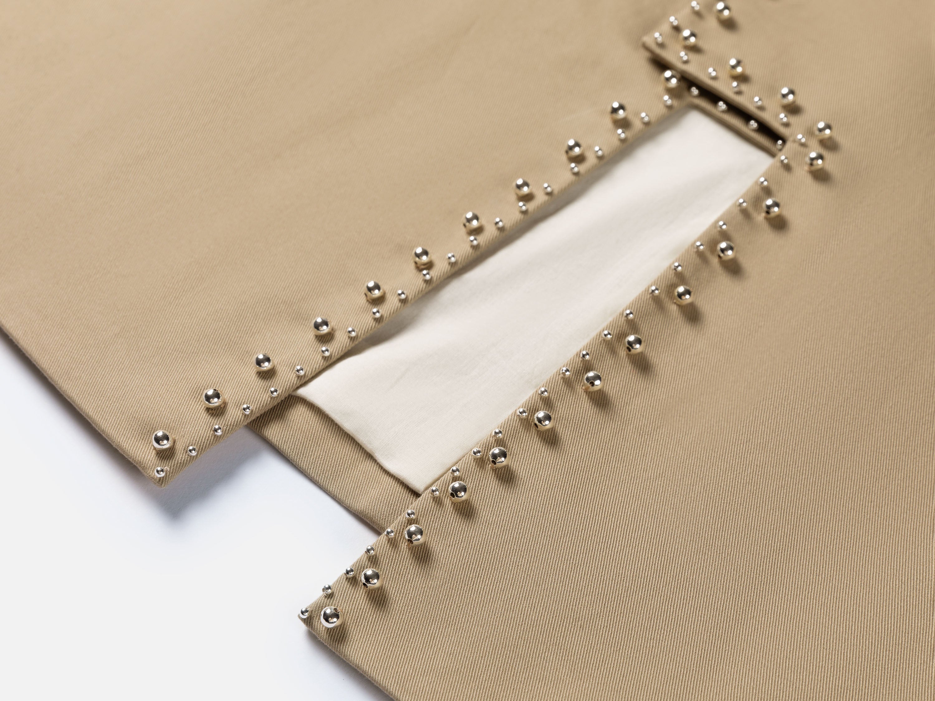 EP YAYING Beige Embroidered Long Coat