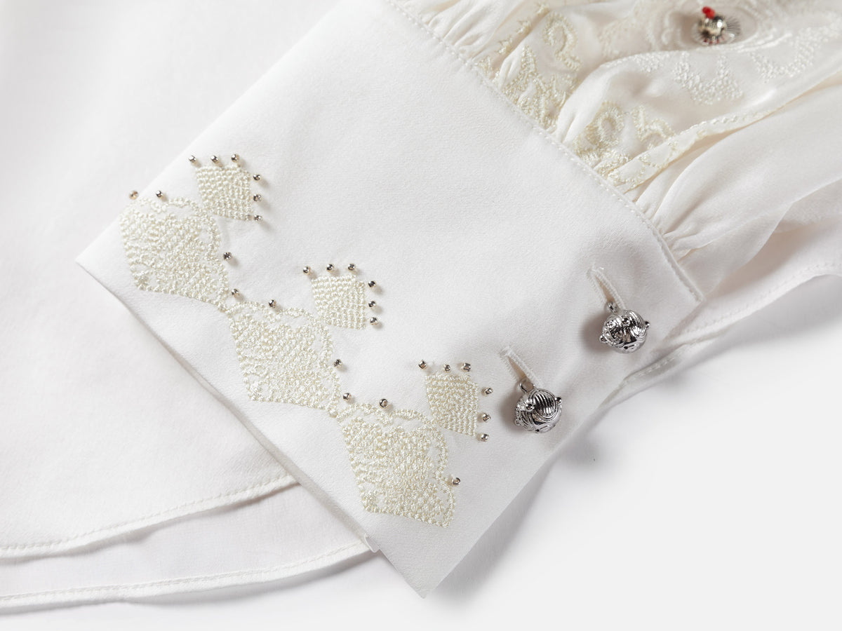 EP YAYING Embellished Silk Blouse