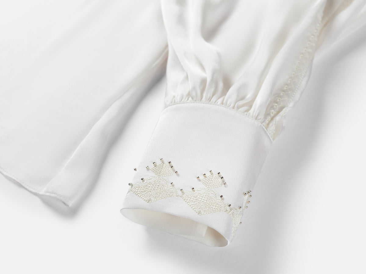 EP YAYING Embellished Silk Blouse