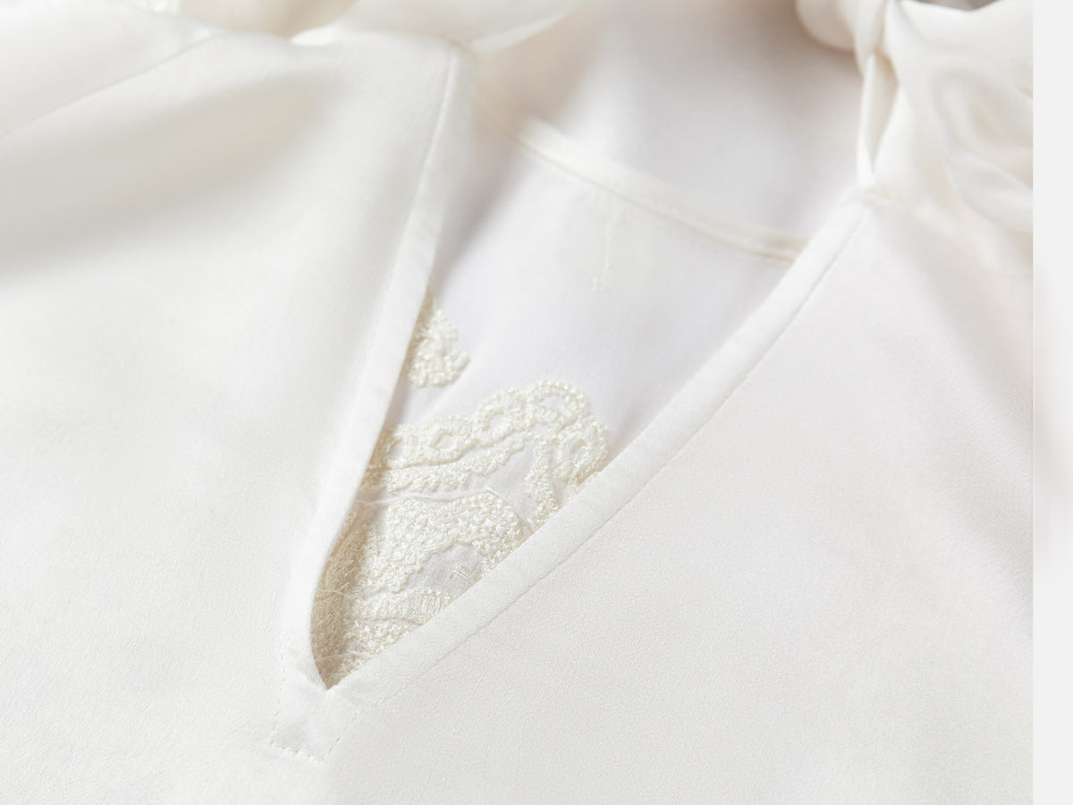 EP YAYING Embellished Silk Blouse