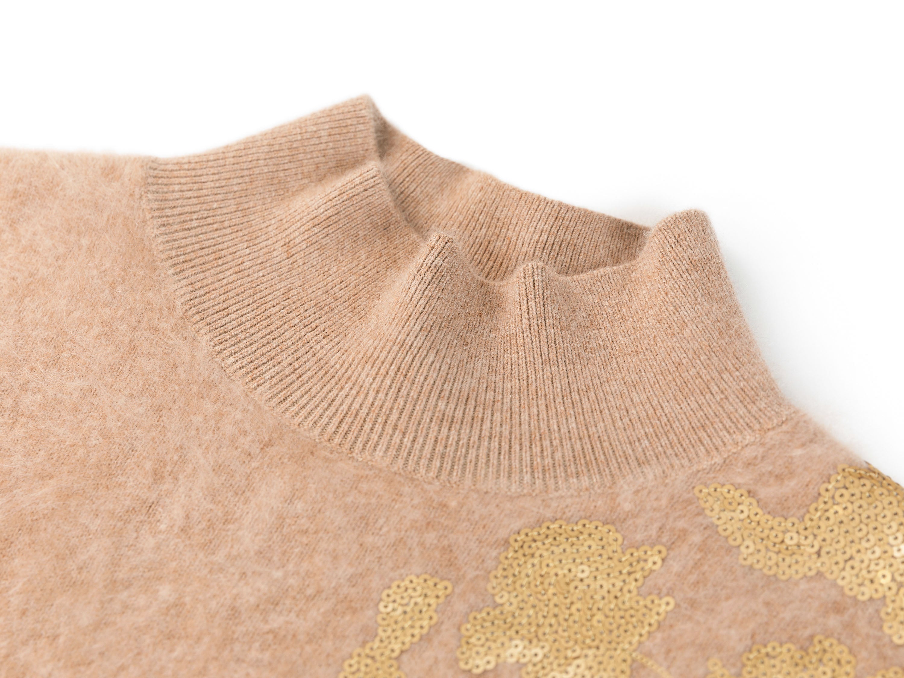 YAYING Beige Floral Knit Sweater