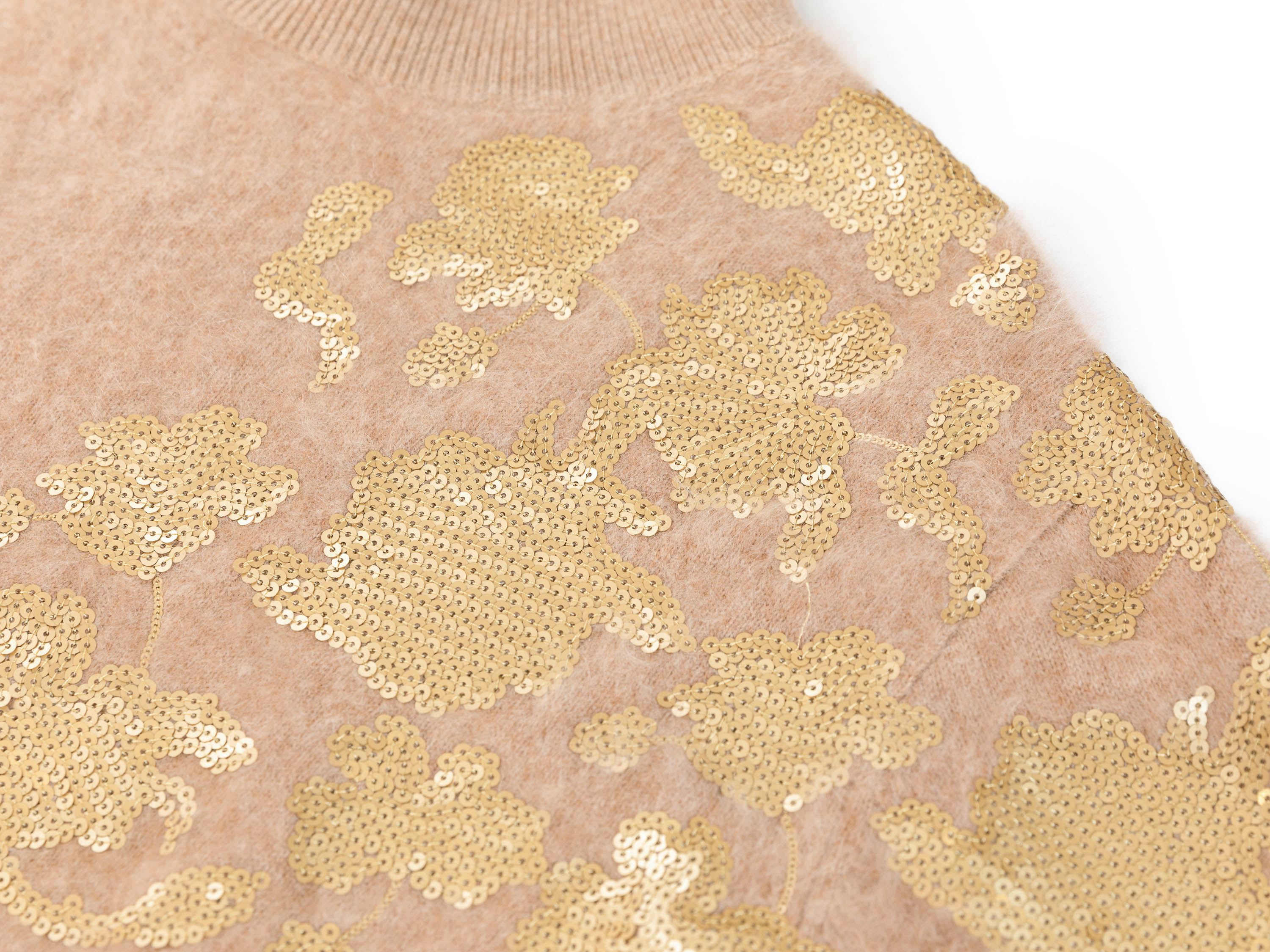 YAYING Beige Floral Knit Sweater