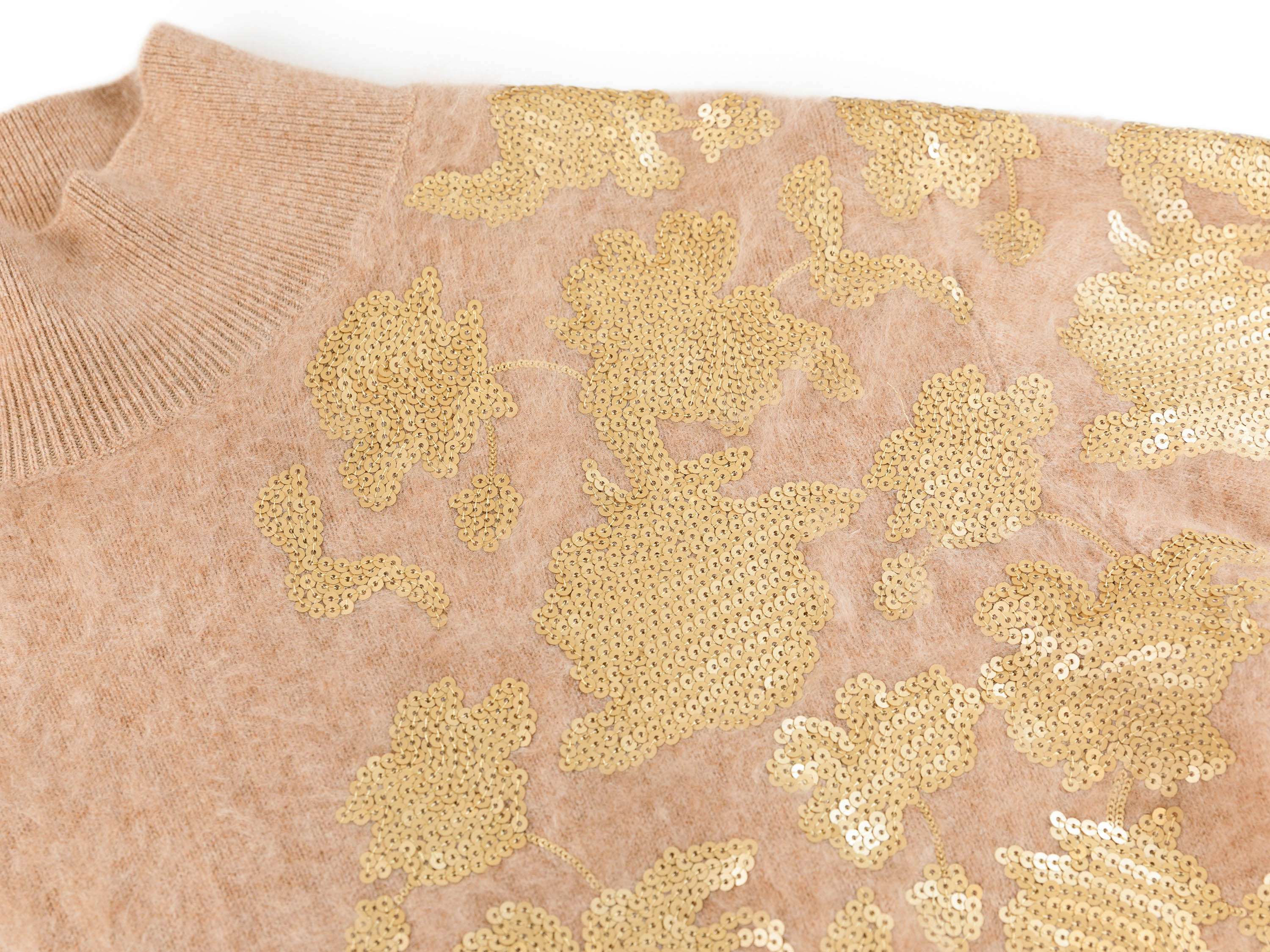 YAYING Beige Floral Knit Sweater