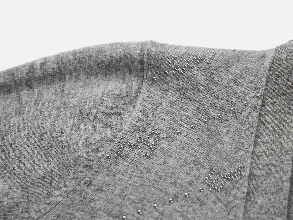 EP YAYING Wool Cashmere V-Neck Sequin Knit Cardigan Sweater