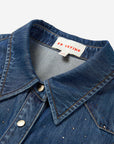 EP YAYING Rhinestone Embellished Denim Shirt