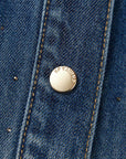 EP YAYING Rhinestone Embellished Denim Shirt