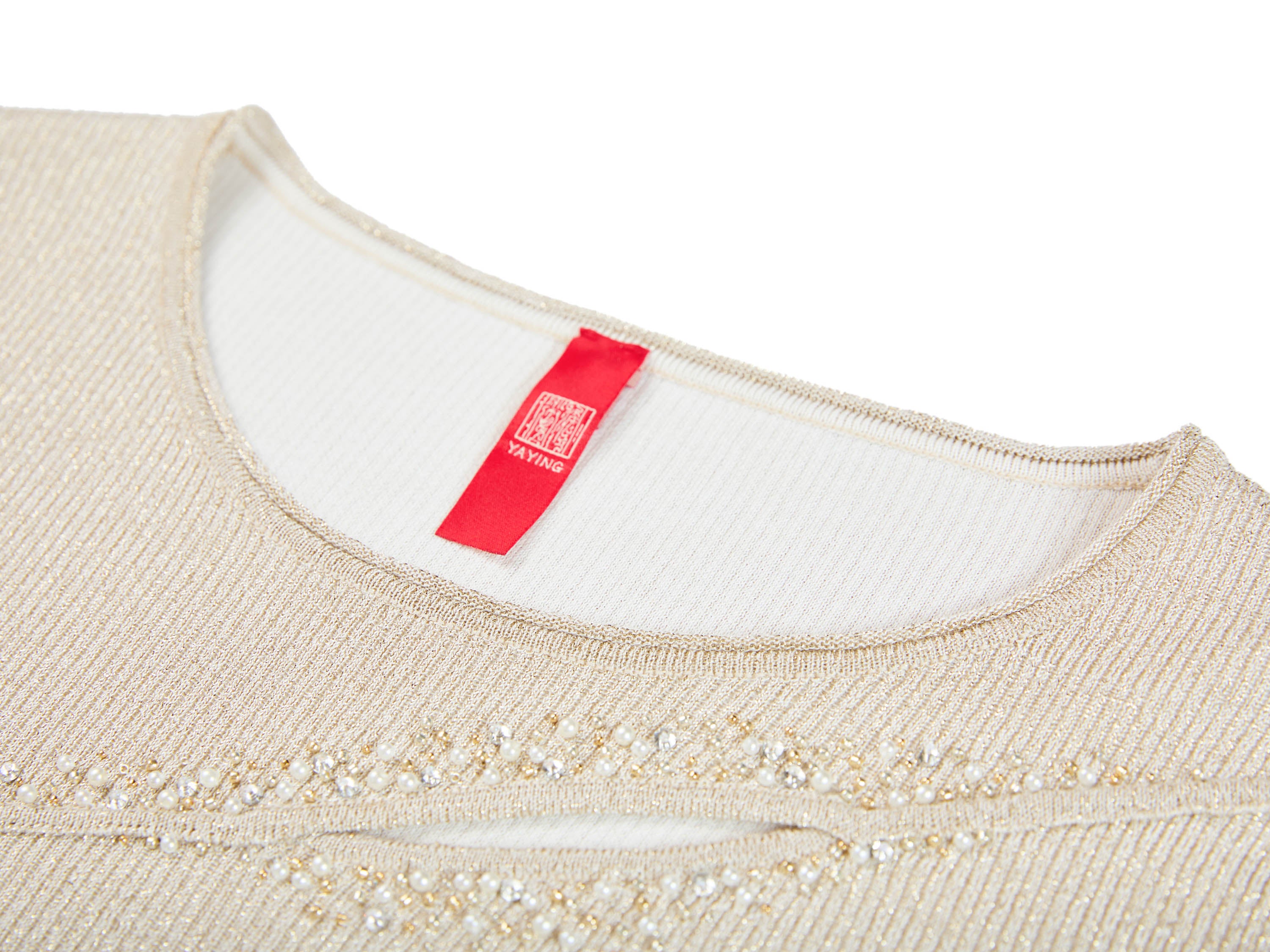 YAYING Beige Embellished Knit Top