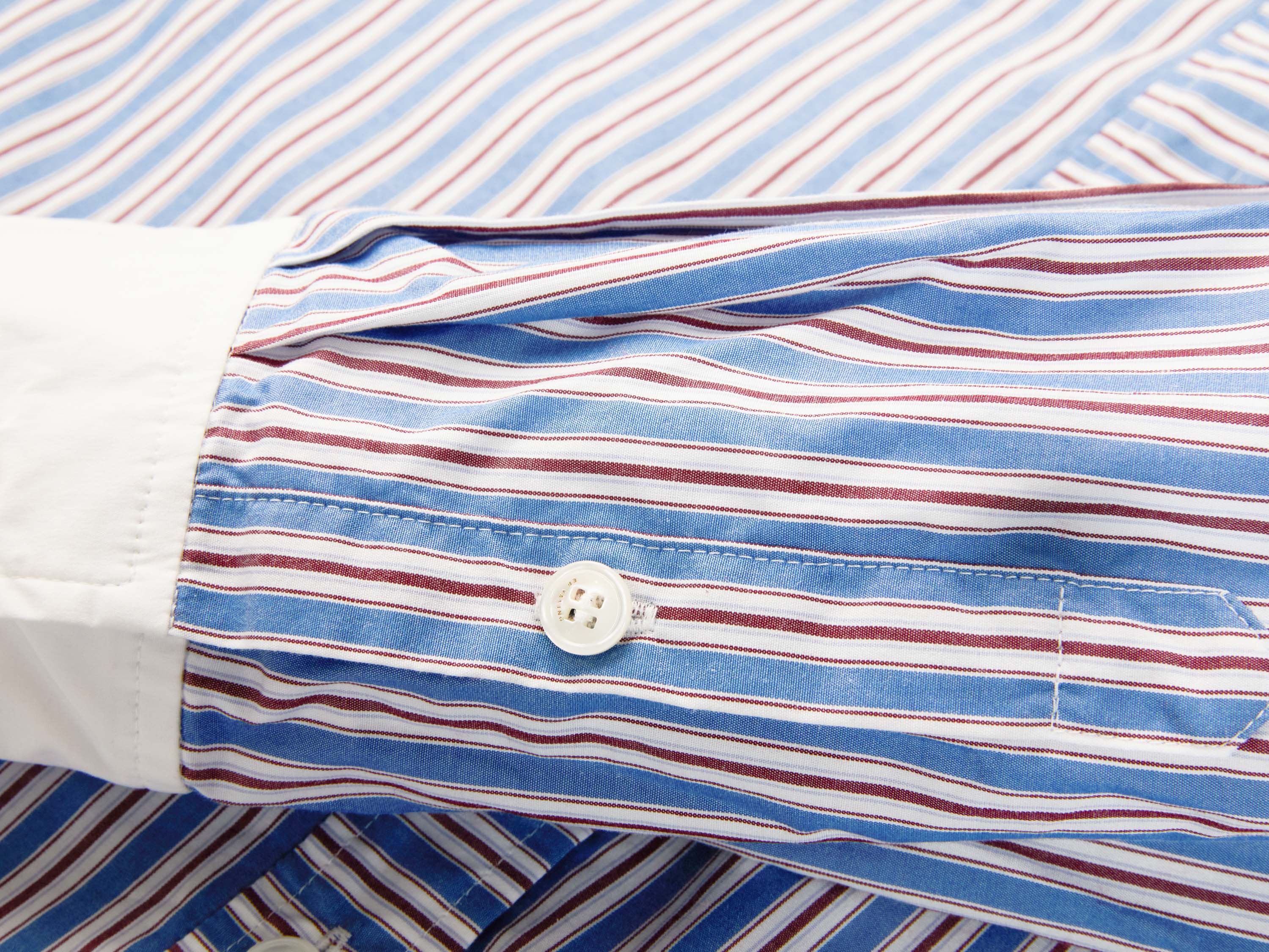 EP YAYING Cotton Blue-and-White Striped Shirt