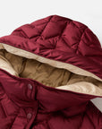 YAYING Burgundy Long Puffer Coat