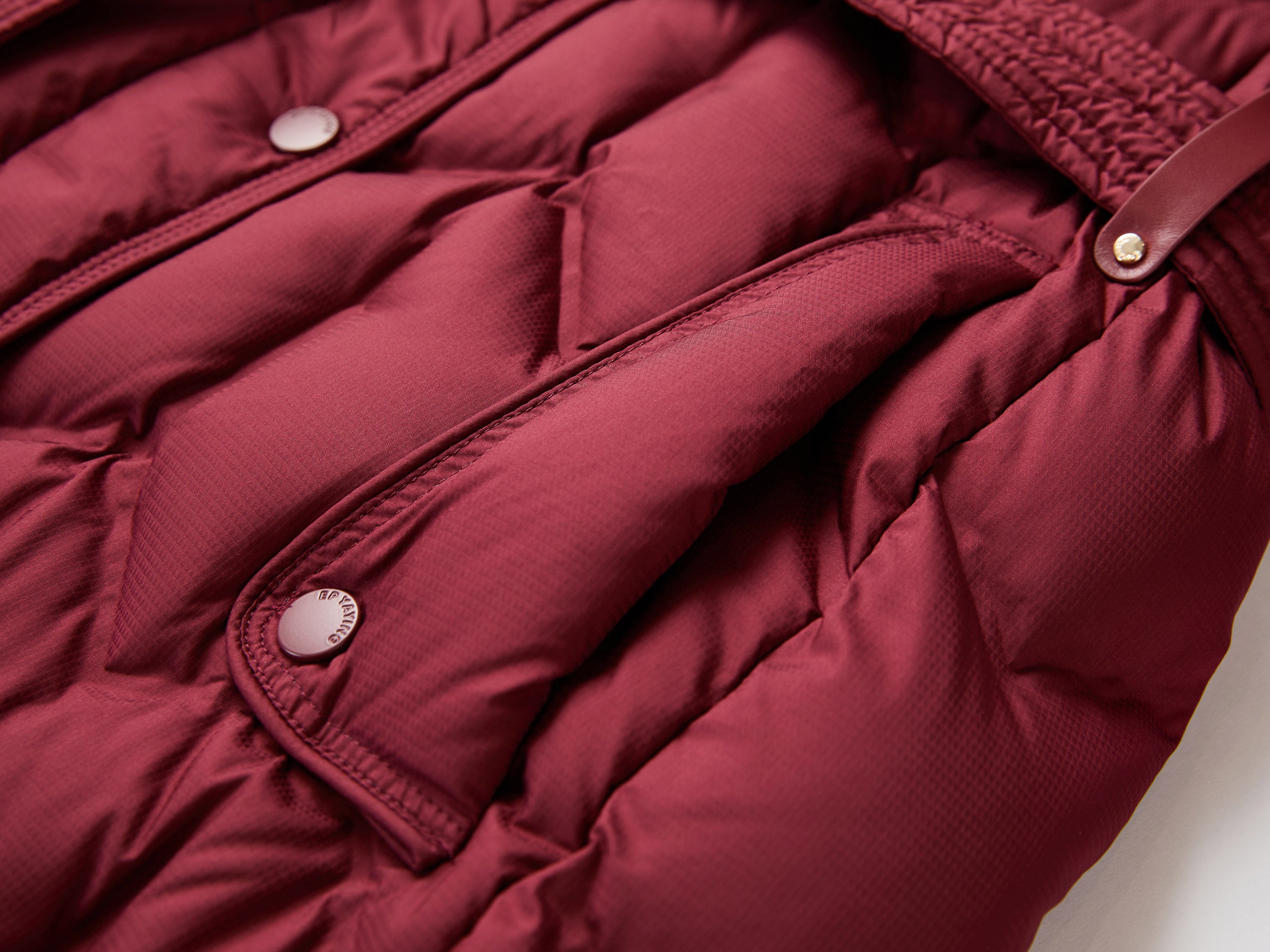 YAYING Burgundy Long Puffer Coat