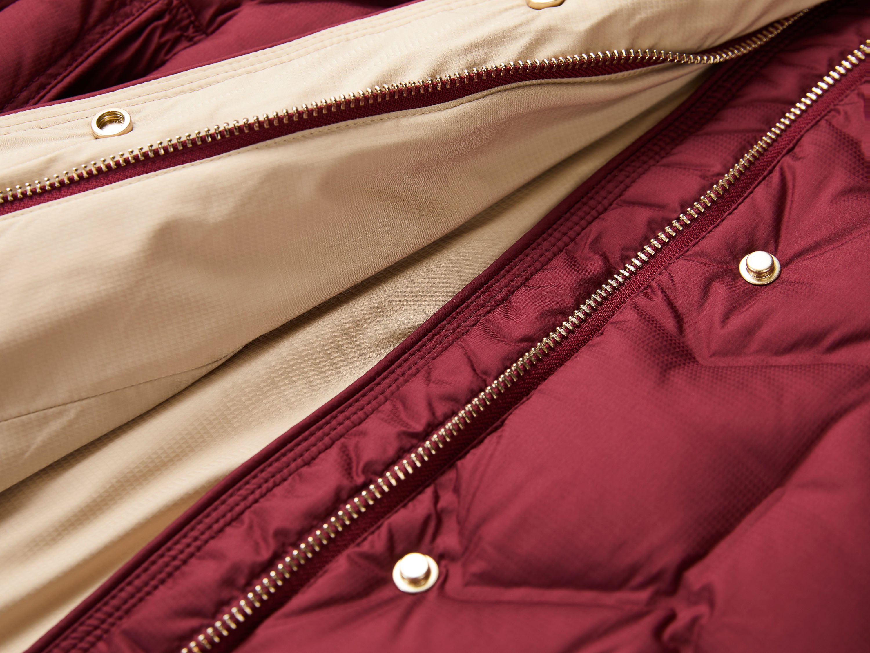 YAYING Burgundy Long Puffer Coat