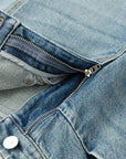 EP YAYING Vintage Stretch High-Waist Curved Wide-Leg Denim Pants