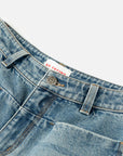 EP YAYING Vintage Stretch High-Waist Curved Wide-Leg Denim Pants