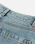 EP YAYING Vintage Stretch High-Waist Curved Wide-Leg Denim Pants